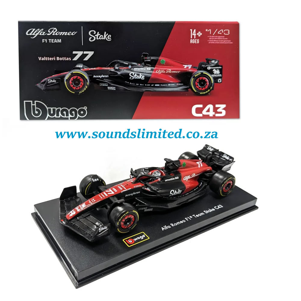 Bburago 18-38086 Model Car F1 Alfa Romeo C43 #77 Bottas 1/43
