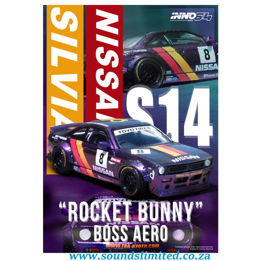 Inno64 Models 1/64 Nissan Silvia (S14) Boss "Rocket Bunny" Purple IN64-S14B-PRP