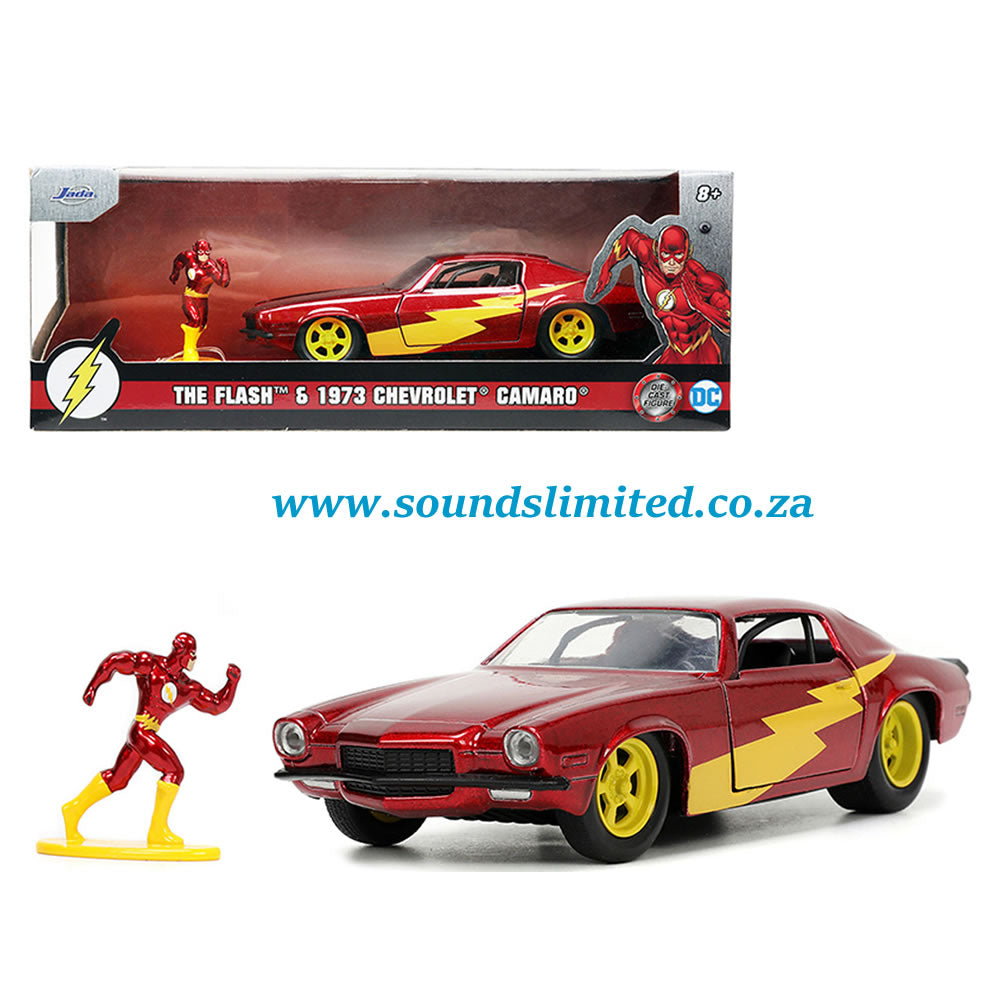 Jada Toys 1/32 1973 Chevrolet Camaro Red & The Flash Figurine "DC Comics" Series "Hollywood Rides" #33086