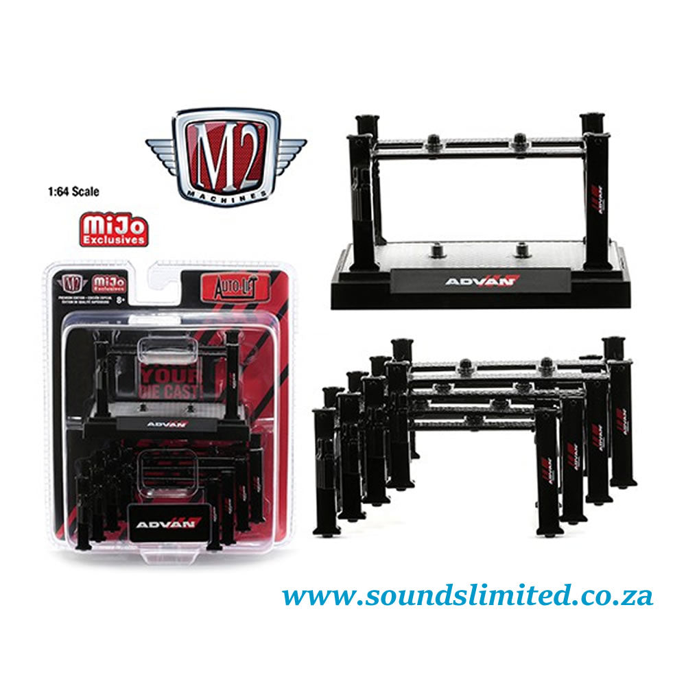 M2 Machines 1/64 33500 Auto 4 Post Lift Stackable 5 Pack Advan Livery Yokohama Mijo Exclusive