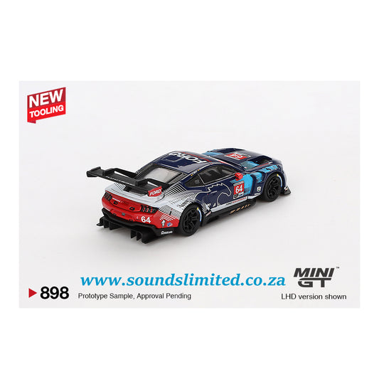 Mini GT #898 Ford Mustang GT3 #64 Ford Multimatic Motorsports 2024 IMSA Daytona 24 Hrs