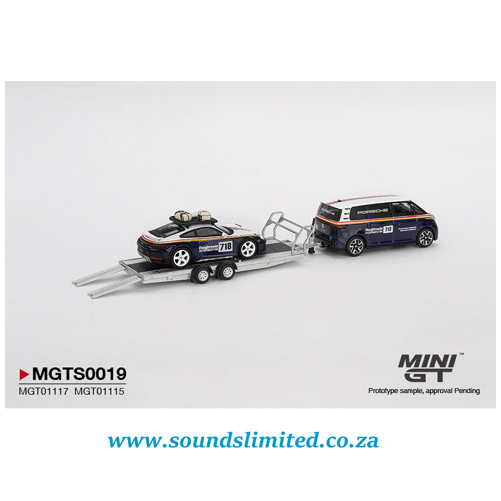 Mini GT Porsche 911 Dakar #718 / Volkswagen ID. Buzz Porsche Centrum Gelderland Roughroads Set MGTS0019