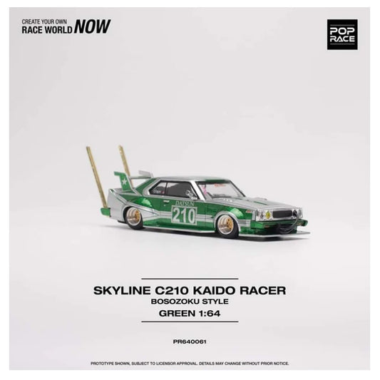 Pop Race 1/64 Nissan Skyline C210 Kaido Racer Bosozoku Style Green PR64-061