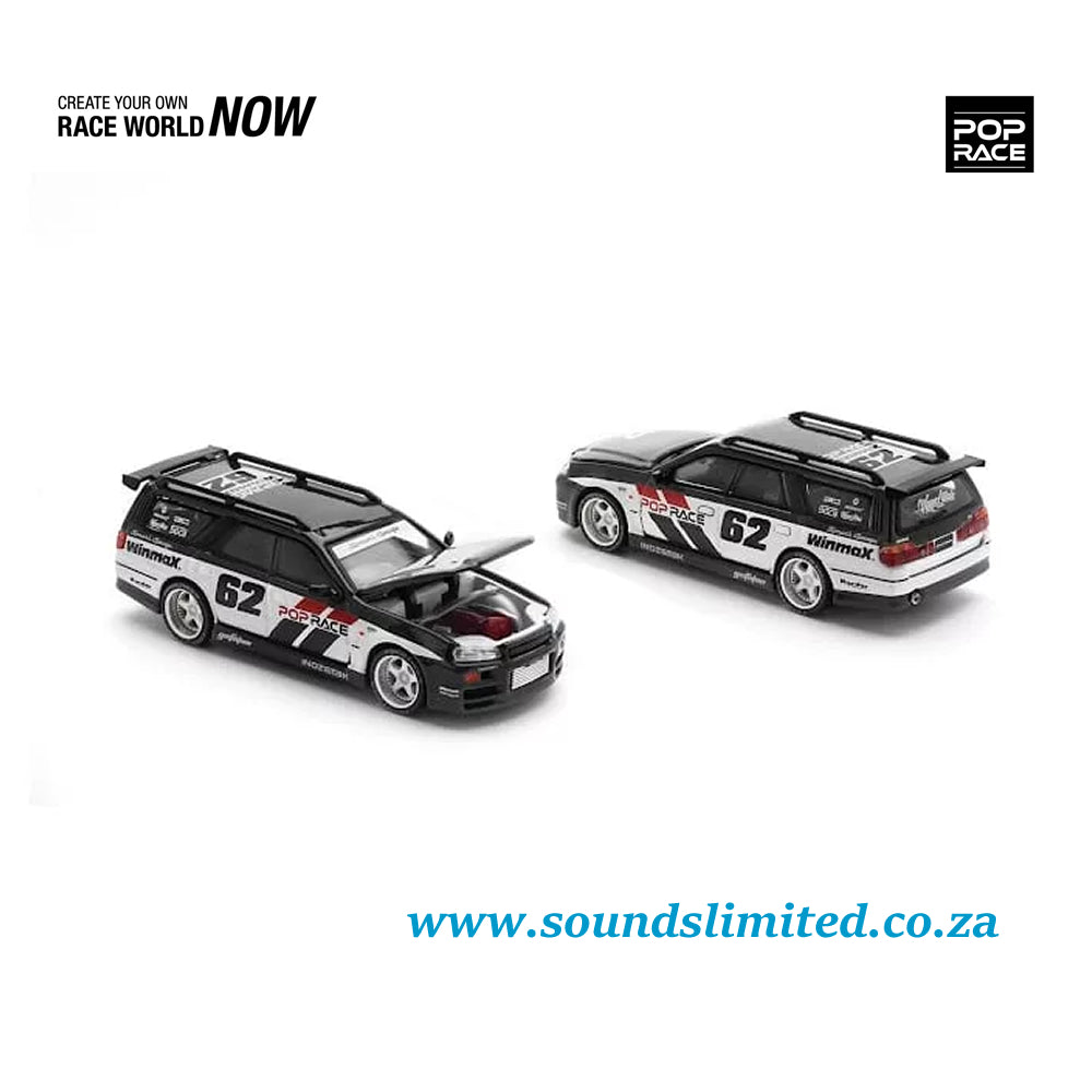 Pop Race Nissan Stagea R34 Simon’s Garage #62 Black PR64-211