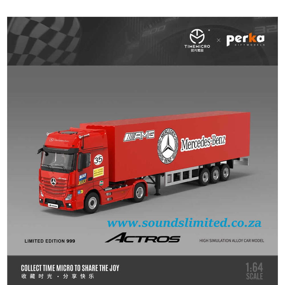 TimeMicro + Perka 1/64 Mercedes-Benz Actros Container Truck Red