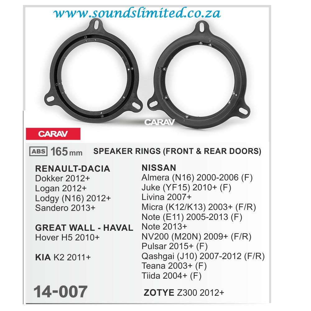 Carav 14-007 - Speaker Rings Car Audio Installation