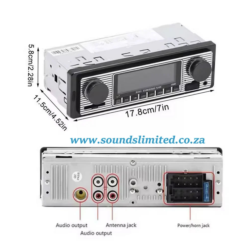 12V Bluetooth Retro Car Radio MP3 Player Stereo USB AUX Classic Car Stereo Audio