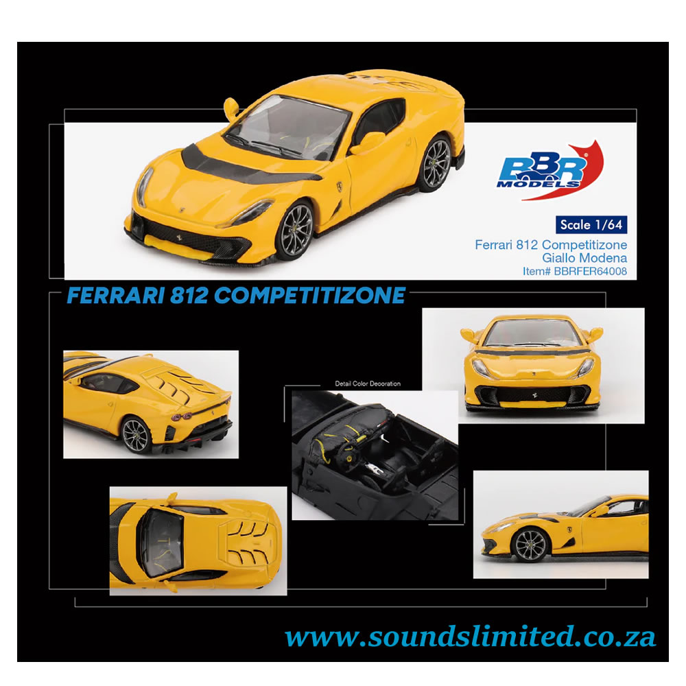 BBR Models 1/64 Ferrari 812 Competitizone Giallo Modena (Yellow) BBRFER64008