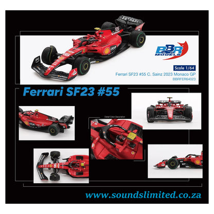 BBR Models Ferrari SF23 #55 C Sainz 2023 Monaco GP BBRFER64023