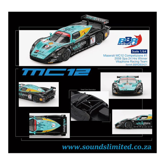 BBR Models Maserati MC12 Competitione #1 Vitaphone Racing Team Spa 24 Hrs Winner 2008 BBRDIE6421