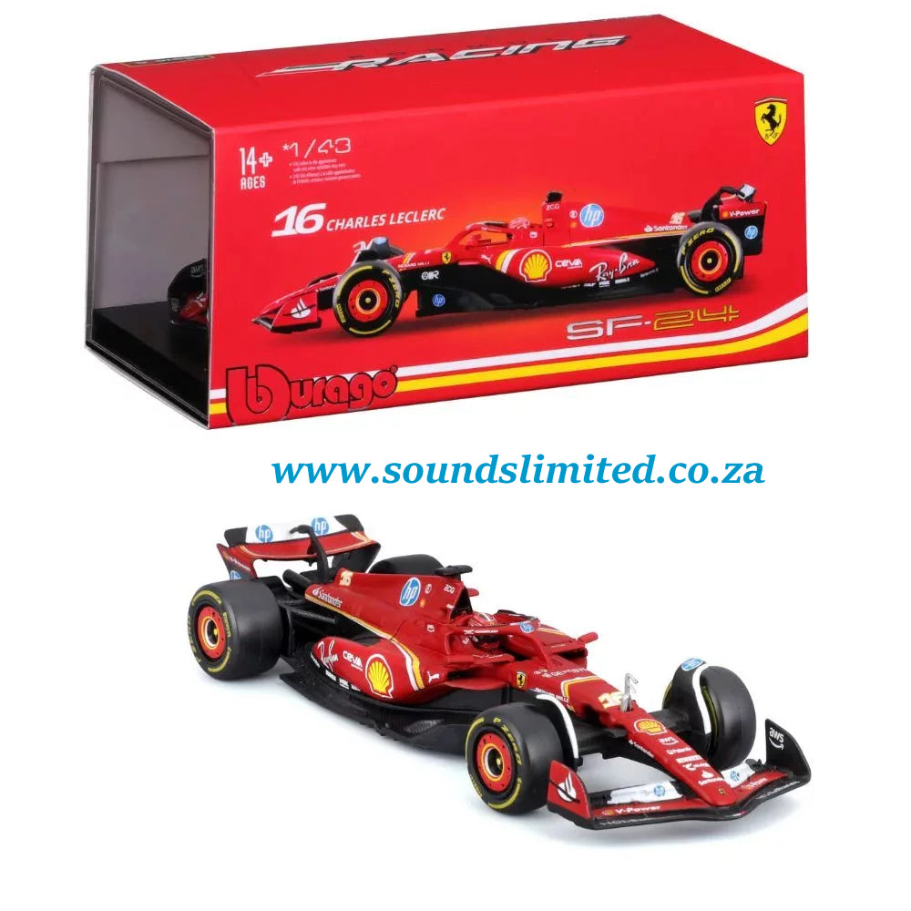 Bburago F1 Ferrari SF-24 #16 Leclerc with Helmet 1/43 Scale 18-36843