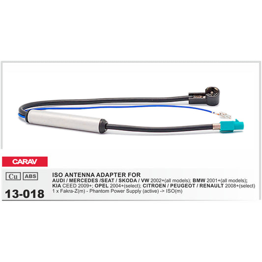 Carav 13-018 Audi, Merc, Seat, VW, Kia, Opel Antenna / Aerial adapter for car audio installation