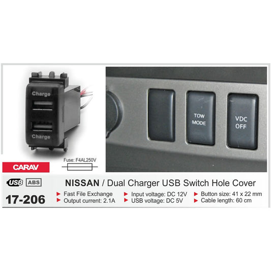 Carav 17-206 - Nissan Dual Charger USB Switch Hole Cover