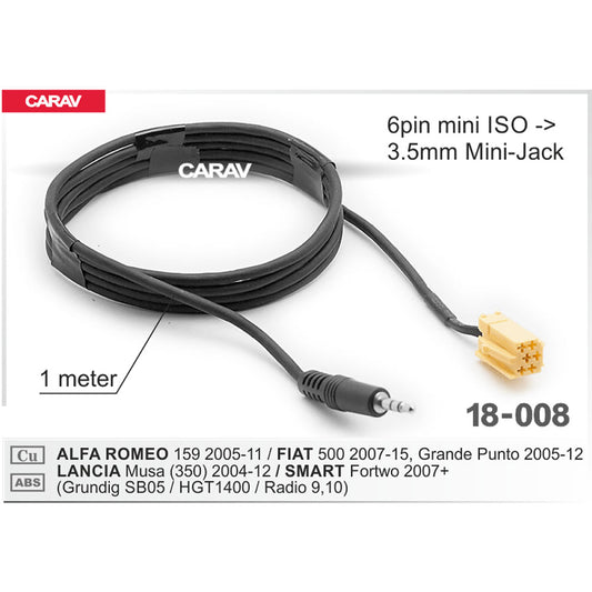 Carav 18-008 - Aux Adapter For Alfa, Fiat, Lancia, Smart