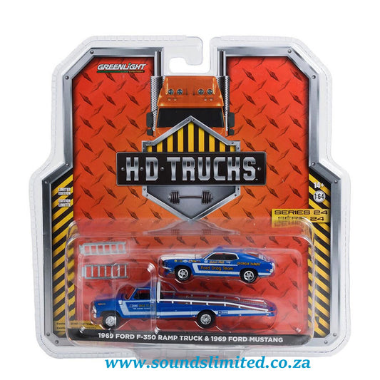 Greenlight 1969 Ford F-350 Ramp Truck with 1969 Ford Mustang 1:64