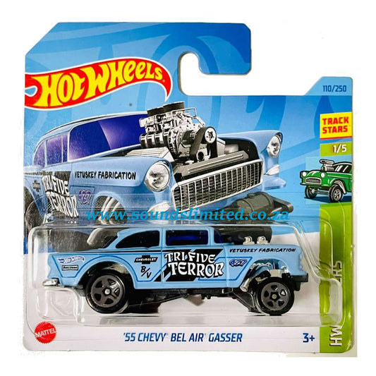 Hot Wheels '55 Chevy Bel Air Gasser Blue 2023 #110 Short Card HKK26