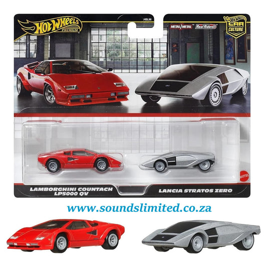 Hot Wheels Car Culture Premium 2 Pack Lamborghini Countach LP5000 QV & Lancia Stratos Zero JBL02