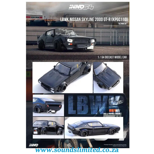 Inno64 Nissan Skyline 2000 GT-R (KPGC110) “KENMERI” Black IN64-KPGC110LB-BLA
