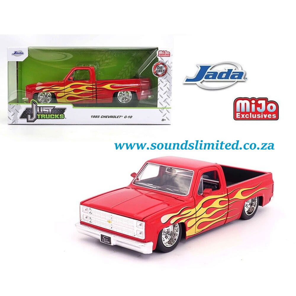 Jada 1985 Chevrolet C10 Red With Flames Custom Pick Up Truck Model 1/24 34316