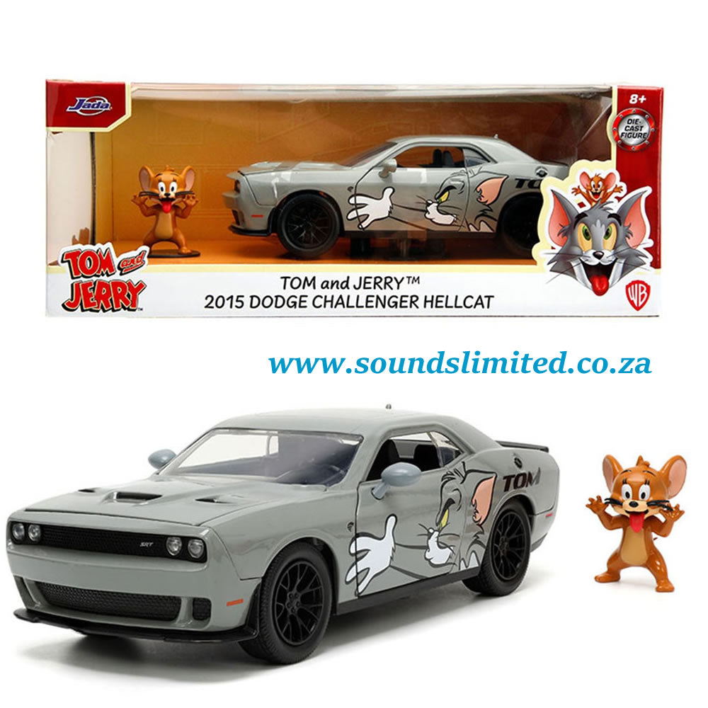 Jada 1/24 Hollywood Rides Tom & Jerry 2015 Dodge Challenger Hellcat with Jerry - #33722