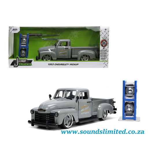 Jada 1/24 Just Trucks 1955 Chevrolet Pick Up Truck with Extra Wheels Grey - #34023