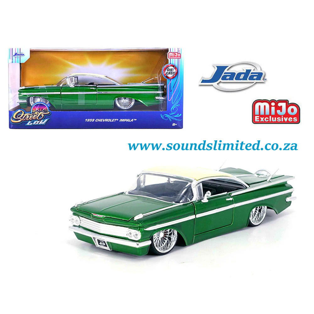 Jada 34759 1959 Chevy Impala Lowrider Green Metallic with Cream Top 1/24