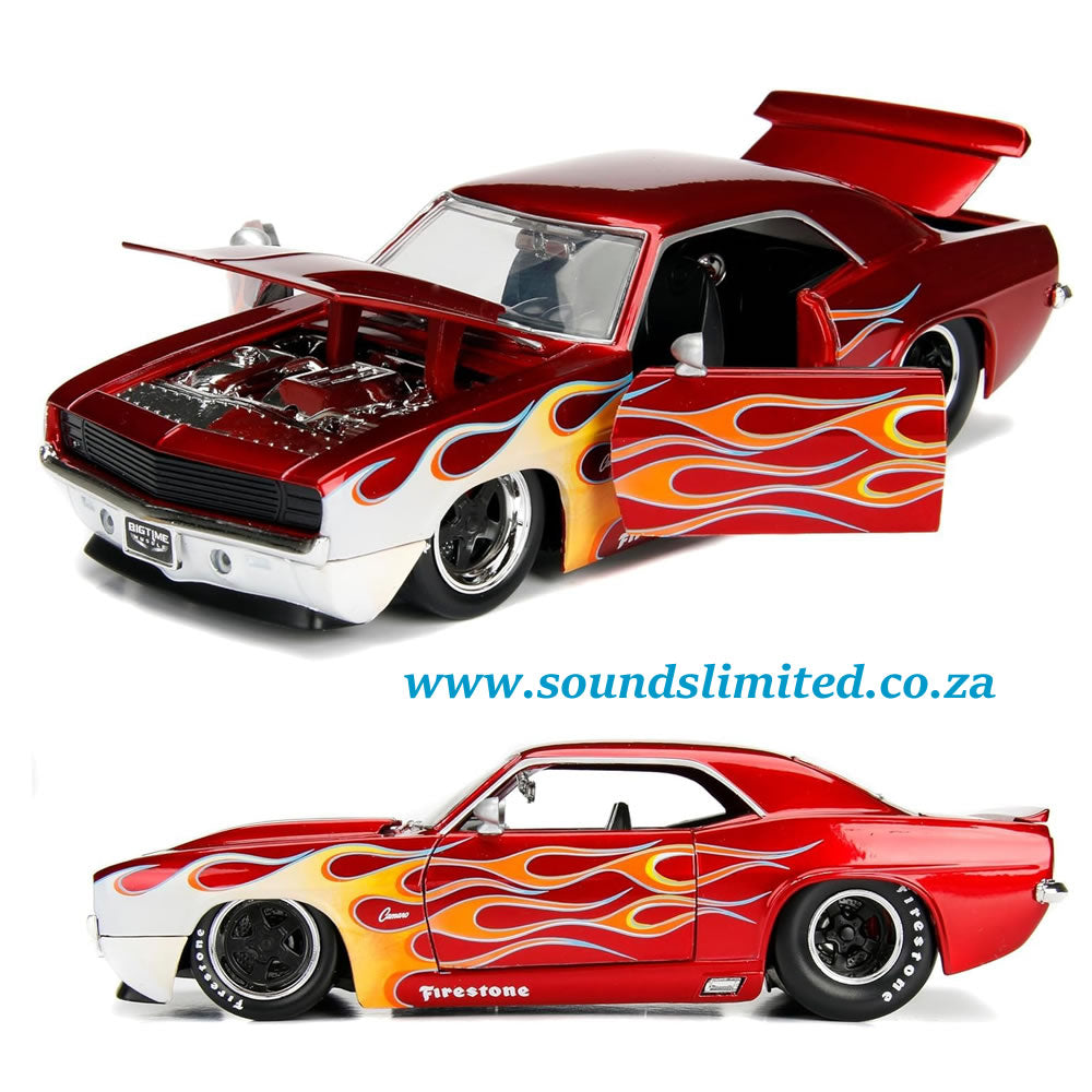 Jada 1/24 1969 Chevrolet Camaro Red Metallic with Flames - #99085