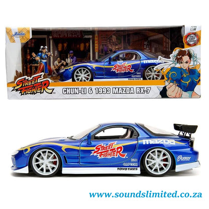 Jada Street Fighter Chun-Li & 1993 Mazda RX7 1:24 Die-Cast Car 30838