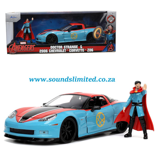 Jada Toys Marvel Doctor Strange 1/24 2006 Chevy Corvette Z06 Die-Cast Car with 2.75'' Dr. Strange Figure 32115