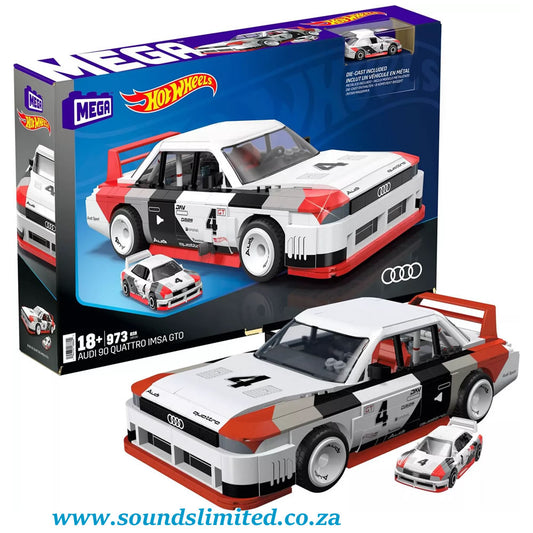 Mattel Brick Shop MEGA Hot Wheels Audi 90 Quattro IMSA GTO Vehicle Building Kit (973 Pieces) - HRY20