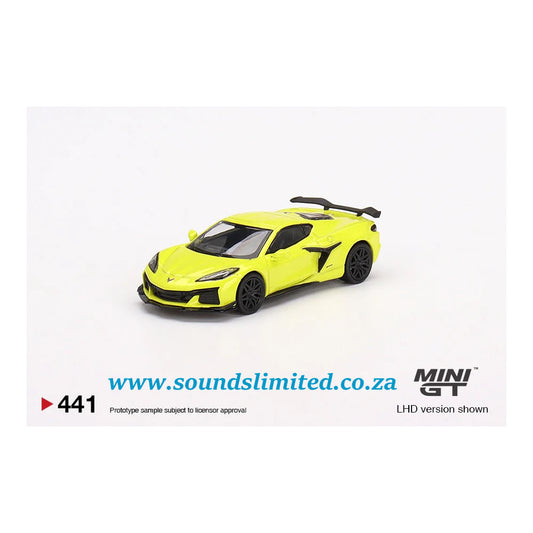 Mini GT 1:64 Chevrolet Corvette Z06 2023 Accelerate Yellow Alloy Car Model #441