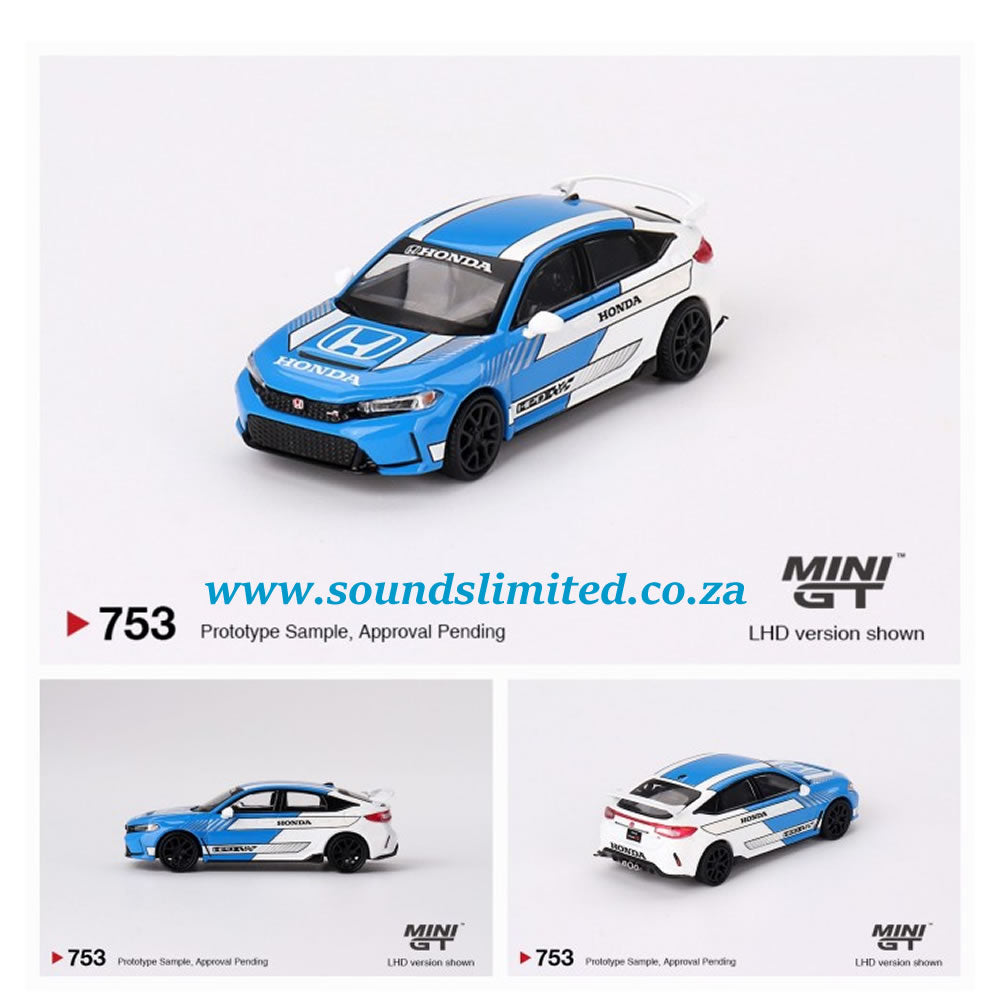 Mini GT #753 1/64 Honda Civic Type R #3 2023 Pace Car Blue (LHD)