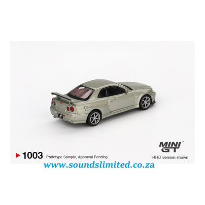 Mini GT #1003 Nissan Skyline GT-R (R34) V-Spec II Nür Millenium Jade