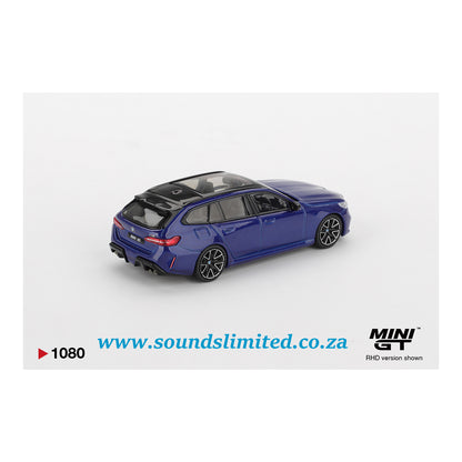Mini GT #1080 BMW M5 Touring Marina Bay Blue Metallic Blister Packaging