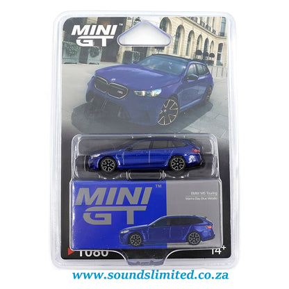 Mini GT #1080 BMW M5 Touring Marina Bay Blue Metallic Blister Packaging