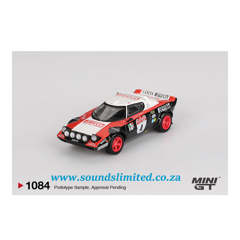 Mini GT #1084 Lancia Stratos HF #4 1978 Rally Sanremo Winner