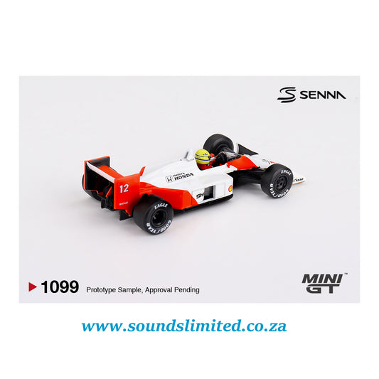 Mini GT #1099 McLaren MP4/4 #12 Ayrton Senna 1988 Japanese Grand Prix Winner
