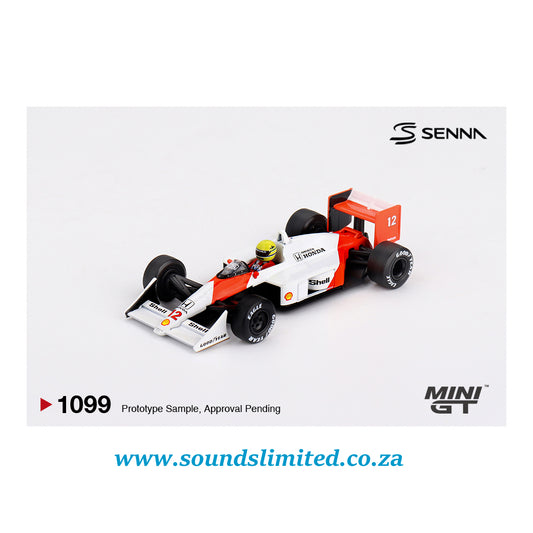 Mini GT #1099 McLaren MP4/4 #12 Ayrton Senna 1988 Japanese Grand Prix Winner