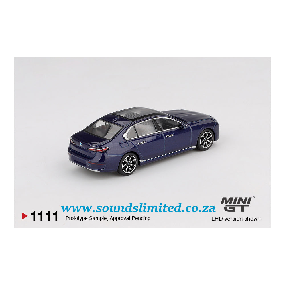 Mini GT #1111 BMW i7 xDrive60 Tanzanite Blue Metallic