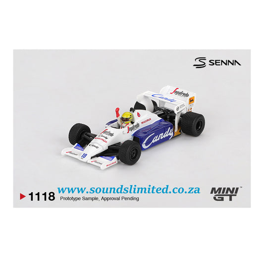 Mini GT #1118 Toleman TG184 #19 Ayrton Senna 1984 Monaco Grand Prix 2nd Place