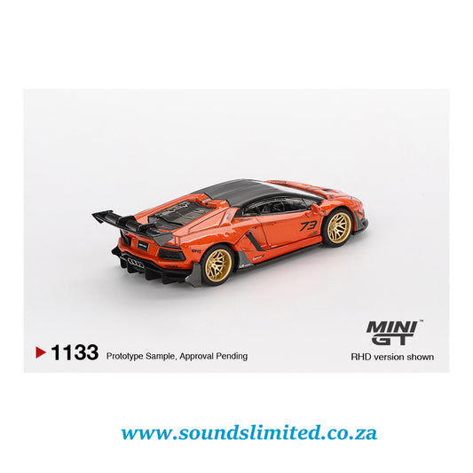 Mini GT #1133 LB★WORKS Lamborghini Aventador Limited Edition Orange MDX 2025