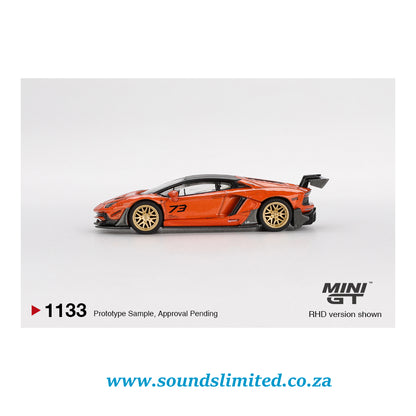 Mini GT #1133 LB★WORKS Lamborghini Aventador Limited Edition Orange MDX 2025