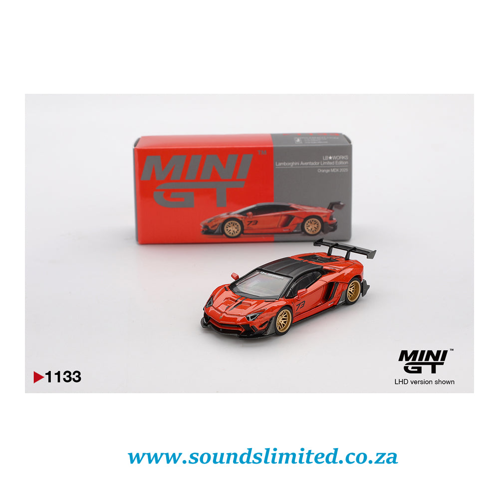 Mini GT #1133 LB★WORKS Lamborghini Aventador Limited Edition Orange MDX 2025