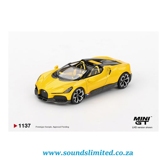 Mini GT #1137 Bugatti W16 Mistral Yellow