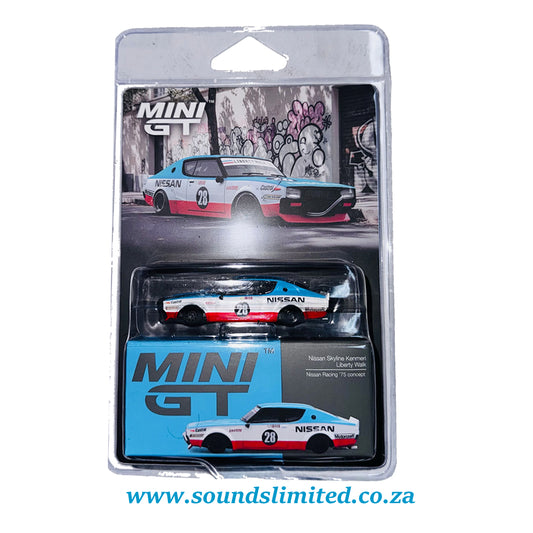 Mini GT #1212 Nissan Skyline Kenmeri Liberty Walk Nissan Racing ’75 concept Blister