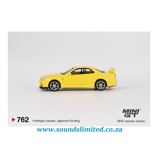 Mini GT #762 Nissan Skyline GT-R (R34) V-Spec Lightning Yellow