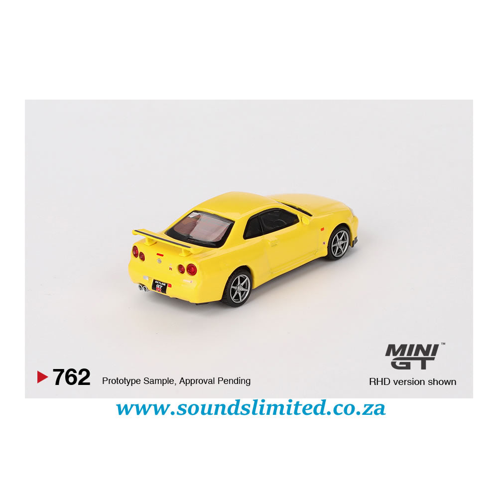 Mini GT #762 Nissan Skyline GT-R (R34) V-Spec Lightning Yellow