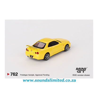 Mini GT #762 Nissan Skyline GT-R (R34) V-Spec Lightning Yellow