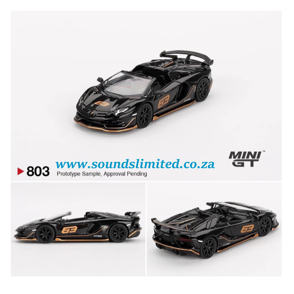 Mini GT #803 Lamborghini Aventador SVJ 63 Roadster Nero Aldebaran