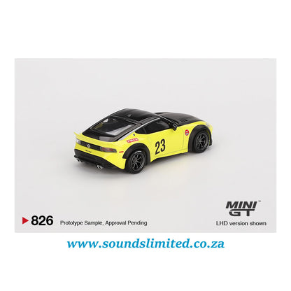 Mini GT #826 Nissan Z LB★NATION WORKS Ikazuchi Yellow